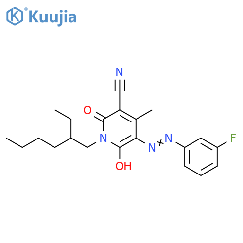 3-Pyridinecarbonitrile,1-(2-ethylhexyl)-5-[(3-fluorophenyl)azo]-1,2-dihydro-6-hydroxy-4-methyl-2-oxo- structure