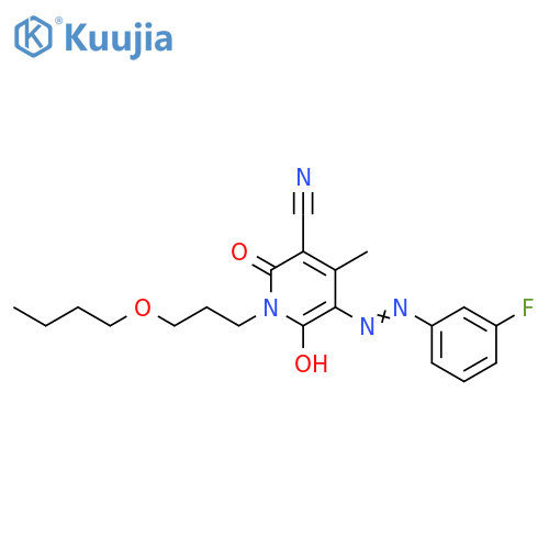 3-Pyridinecarbonitrile,1-(3-butoxypropyl)-5-[(3-fluorophenyl)azo]-1,2-dihydro-6-hydroxy-4-methyl-2-oxo- structure