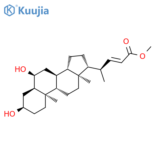 Chol-22-en-24-oic acid, 3,6-dihydroxy-, methyl ester, (3a,5b,6a,22E)- structure