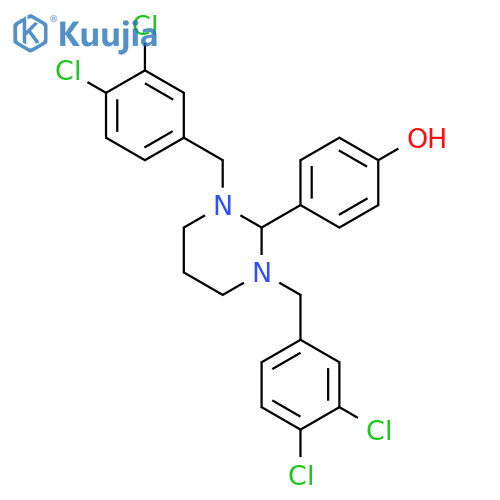 Phenol, 4-[1,3-bis[(3,4-dichlorophenyl)methyl]hexahydro-2-pyrimidinyl]- structure