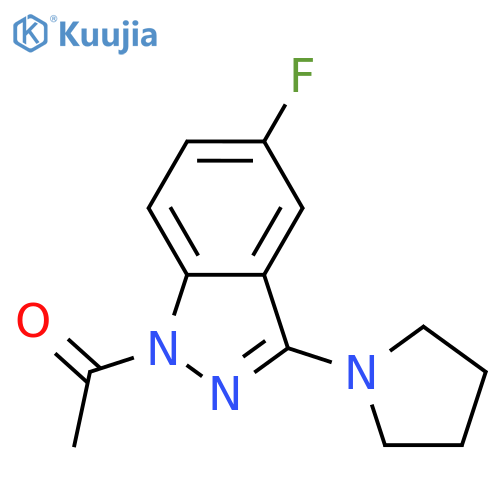 1H-Indazole, 1-acetyl-5-fluoro-3-(1-pyrrolidinyl)- structure