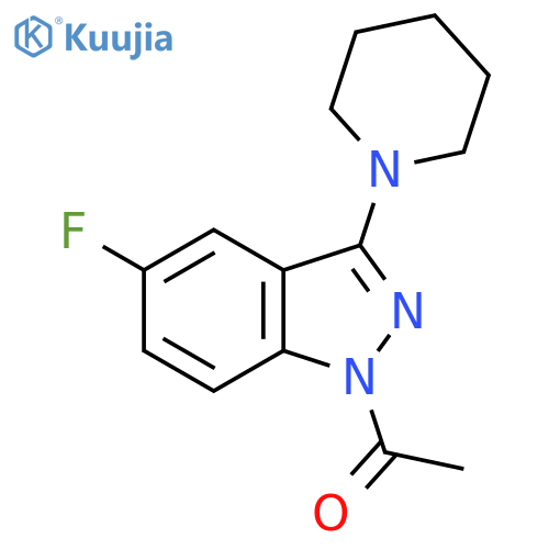 1H-Indazole, 1-acetyl-5-fluoro-3-(1-piperidinyl)- structure