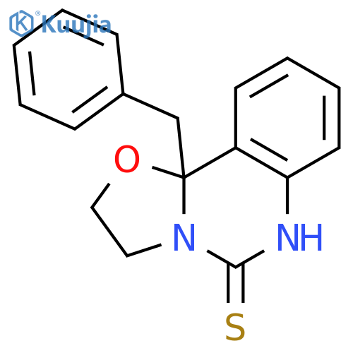 5H-Oxazolo[3,2-c]quinazoline-5-thione,2,3,6,10b-tetrahydro-10b(phenylmethyl)- structure