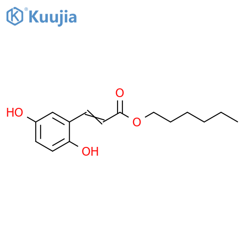 2-Propenoic acid, 3-(2,5-dihydroxyphenyl)-, hexyl ester structure