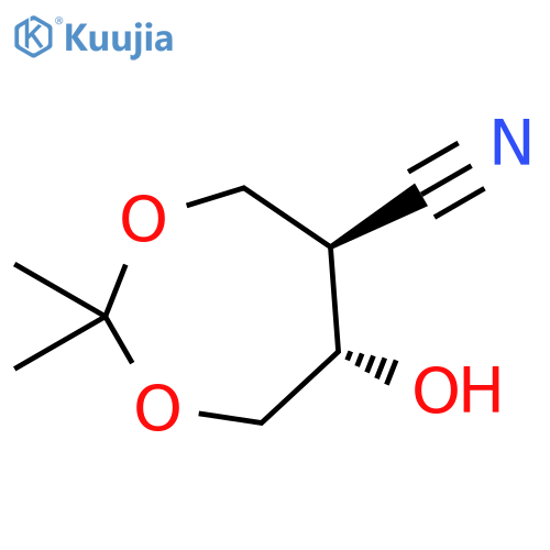 1,3-Dioxepane-5-carbonitrile, 6-hydroxy-2,2-dimethyl-, trans- structure