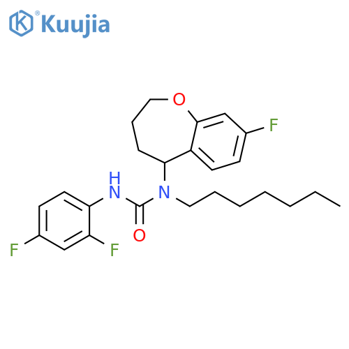 Urea,N'-(2,4-difluorophenyl)-N-(8-fluoro-2,3,4,5-tetrahydro-1-benzoxepin-5-yl)-N-heptyl- structure