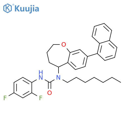 Urea,N'-(2,4-difluorophenyl)-N-heptyl-N-[2,3,4,5-tetrahydro-8-(1-naphthalenyl)-1-benzoxepin-5-yl]- structure