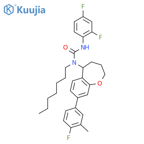 Urea,N'-(2,4-difluorophenyl)-N-[8-(4-fluoro-3-methylphenyl)-2,3,4,5-tetrahydro-1-benzoxepin-5-yl]-N-heptyl- structure