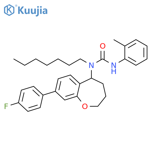 Urea,N-[8-(4-fluorophenyl)-2,3,4,5-tetrahydro-1-benzoxepin-5-yl]-N-heptyl-N'-(2-methylphenyl)- structure