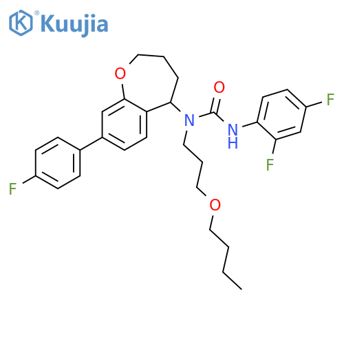 Urea,N-(3-butoxypropyl)-N'-(2,4-difluorophenyl)-N-[8-(4-fluorophenyl)-2,3,4,5-tetrahydro-1-benzoxepin-5-yl]- structure
