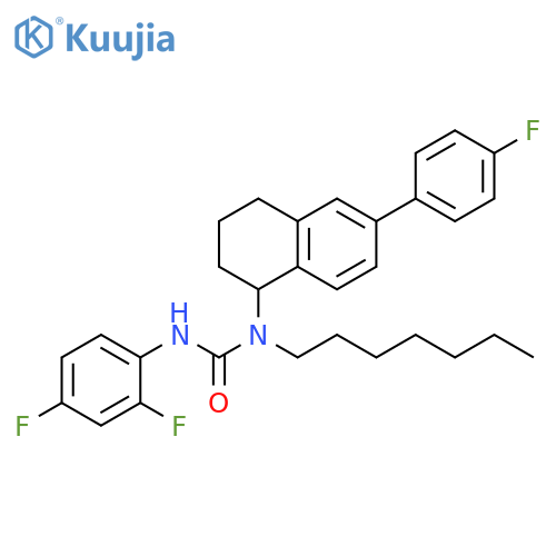 Urea,N'-(2,4-difluorophenyl)-N-[6-(4-fluorophenyl)-1,2,3,4-tetrahydro-1-naphthalenyl]-N-heptyl- structure