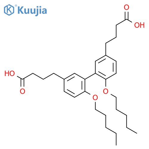 [1,1'-Biphenyl]-3,3'-dibutanoic acid, 6,6'-bis(pentyloxy)- structure