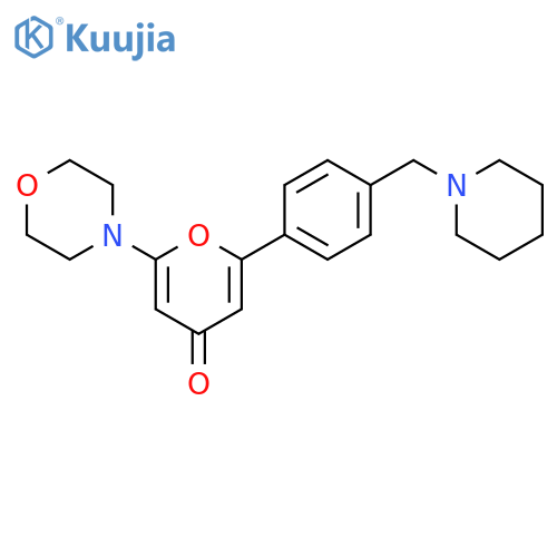4H-Pyran-4-one, 2-(4-morpholinyl)-6-[4-(1-piperidinylmethyl)phenyl]- structure