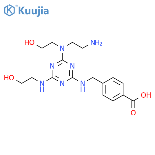 Benzoic acid,4-[[[4-[(2-aminoethyl)(2-hydroxyethyl)amino]-6-[(2-hydroxyethyl)amino]-1,3,5-triazin-2-yl]amino]methyl]- structure