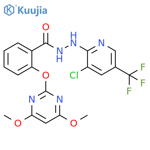 Benzoic acid, 2-[(4,6-dimethoxy-2-pyrimidinyl)oxy]-, 2-[3-chloro-5-(trifluoromethyl)-2-pyridinyl]hydrazide structure