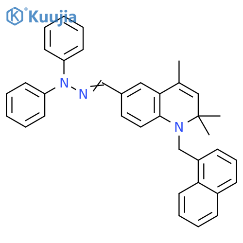 6-Quinolinecarboxaldehyde, 1,2-dihydro-2,2,4-trimethyl-1-(1-naphthalenylmethyl)-, 2,2-diphenylhydrazone structure
