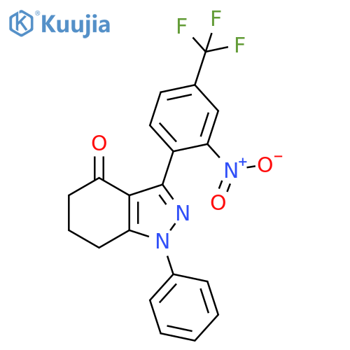 4H-Indazol-4-one,1,5,6,7-tetrahydro-3-[2-nitro-4-(trifluoromethyl)phenyl]-1-phenyl- structure