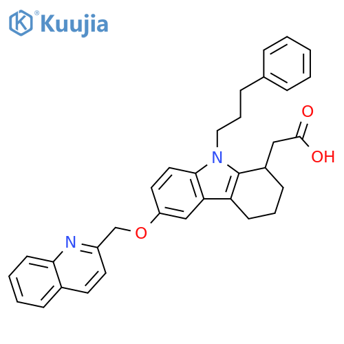 1H-Carbazole-1-acetic acid,2,3,4,9-tetrahydro-9-(3-phenylpropyl)-6-(2-quinolinylmethoxy)- structure