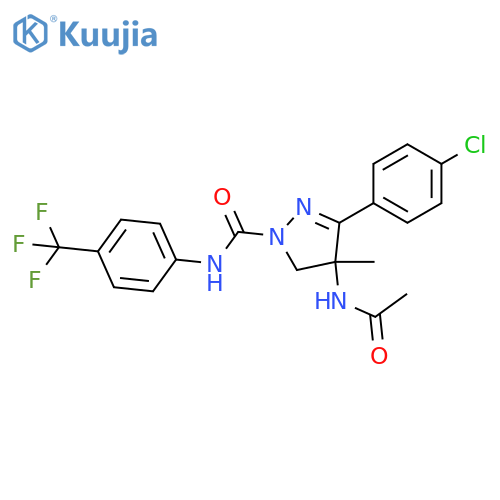 1H-Pyrazole-1-carboxamide,4-(acetylamino)-3-(4-chlorophenyl)-4,5-dihydro-4-methyl-N-[4-(trifluoromethyl)phenyl]- structure