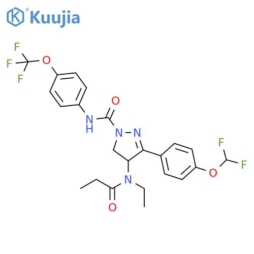1H-Pyrazole-1-carboxamide,3-[4-(difluoromethoxy)phenyl]-4-[ethyl(1-oxopropyl)amino]-4,5-dihydro-N-[4-(trifluoromethoxy)phenyl]- structure