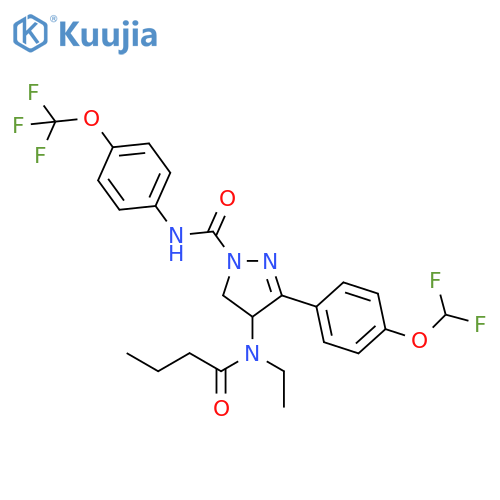 1H-Pyrazole-1-carboxamide,3-[4-(difluoromethoxy)phenyl]-4-[ethyl(1-oxobutyl)amino]-4,5-dihydro-N-[4-(trifluoromethoxy)phenyl]- structure