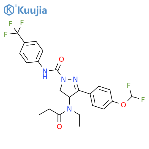 1H-Pyrazole-1-carboxamide,3-[4-(difluoromethoxy)phenyl]-4-[ethyl(1-oxopropyl)amino]-4,5-dihydro-N-[4-(trifluoromethyl)phenyl]- structure