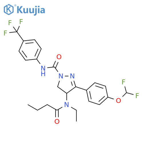 1H-Pyrazole-1-carboxamide,3-[4-(difluoromethoxy)phenyl]-4-[ethyl(1-oxobutyl)amino]-4,5-dihydro-N-[4-(trifluoromethyl)phenyl]- structure