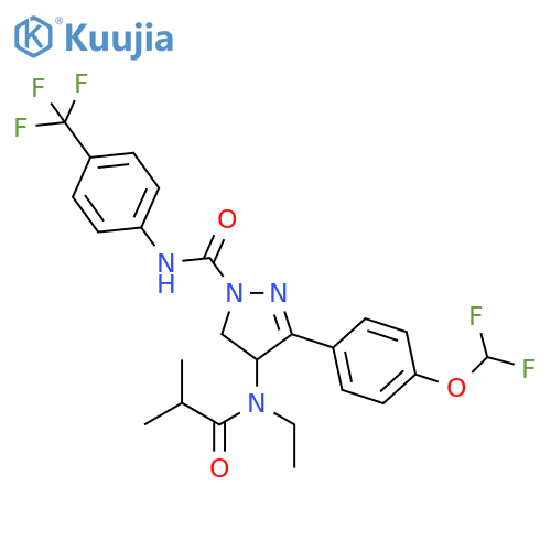 1H-Pyrazole-1-carboxamide,3-[4-(difluoromethoxy)phenyl]-4-[ethyl(2-methyl-1-oxopropyl)amino]-4,5-dihydro-N-[4-(trifluoromethyl)phenyl]- structure
