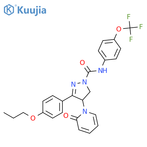 1H-Pyrazole-1-carboxamide,4,5-dihydro-4-(2-oxo-1(2H)-pyridinyl)-3-(4-propoxyphenyl)-N-[4-(trifluoromethoxy)phenyl]- structure