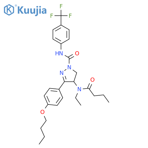 1H-Pyrazole-1-carboxamide,3-(4-butoxyphenyl)-4-[ethyl(1-oxobutyl)amino]-4,5-dihydro-N-[4-(trifluoromethyl)phenyl]- structure