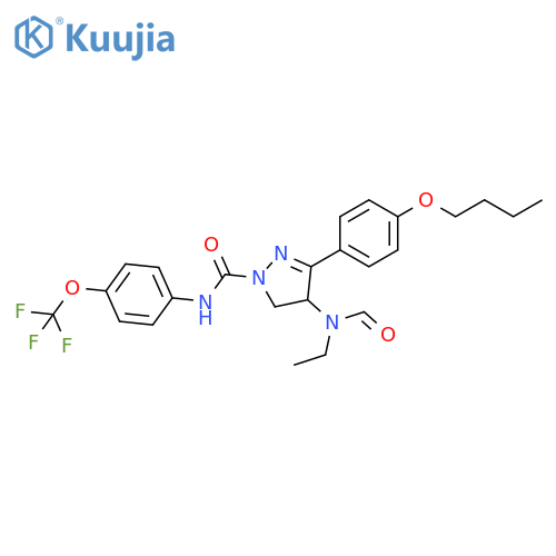 1H-Pyrazole-1-carboxamide,3-(4-butoxyphenyl)-4-(ethylformylamino)-4,5-dihydro-N-[4-(trifluoromethoxy)phenyl]- structure