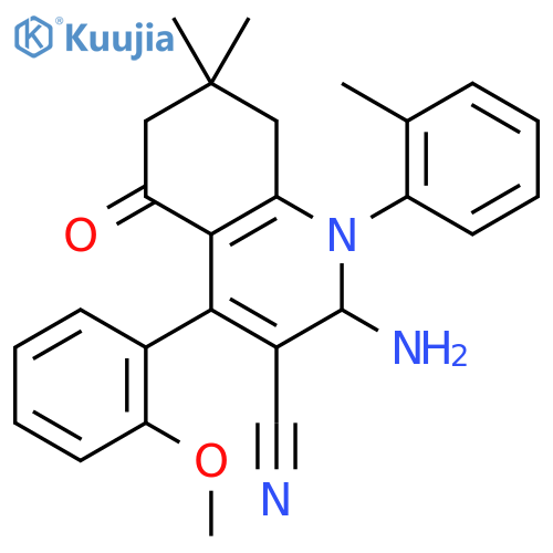 3-Quinolinecarbonitrile,2-amino-5,6,7,8-tetrahydro-4-(methoxyphenyl)-7,7-dimethyl-1-(2-methylphenyl)-5-oxo- structure