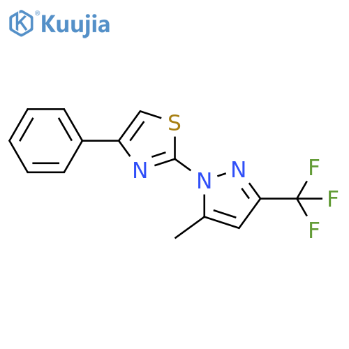 Thiazole, 2-[5-methyl-3-(trifluoromethyl)-1H-pyrazol-1-yl]-4-phenyl- structure