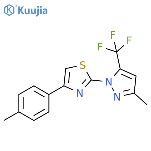 Thiazole,4-(4-methylphenyl)-2-[3-methyl-5-(trifluoromethyl)-1H-pyrazol-1-yl]- structure