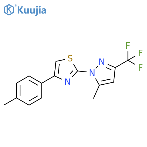 Thiazole,4-(4-methylphenyl)-2-[5-methyl-3-(trifluoromethyl)-1H-pyrazol-1-yl]- structure