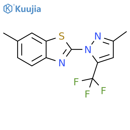 Benzothiazole, 6-methyl-2-[3-methyl-5-(trifluoromethyl)-1H-pyrazol-1-yl]- structure
