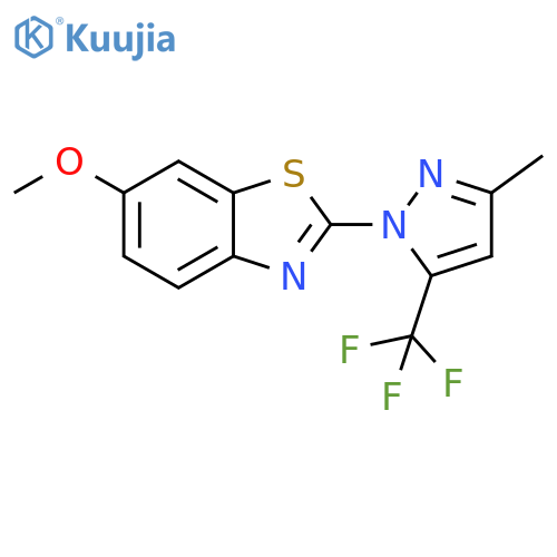 Benzothiazole,6-methoxy-2-[3-methyl-5-(trifluoromethyl)-1H-pyrazol-1-yl]- structure