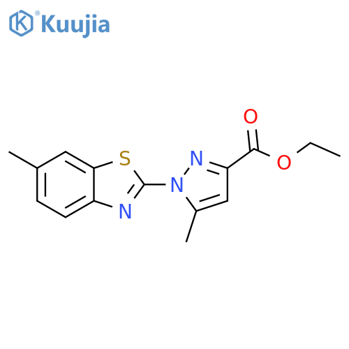 1H-Pyrazole-3-carboxylic acid, 5-methyl-1-(6-methyl-2-benzothiazolyl)-, ethyl ester structure