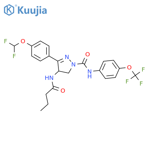 1H-Pyrazole-1-carboxamide,3-[4-(difluoromethoxy)phenyl]-4,5-dihydro-4-[(1-oxobutyl)amino]-N-[4-(trifluoromethoxy)phenyl]- structure