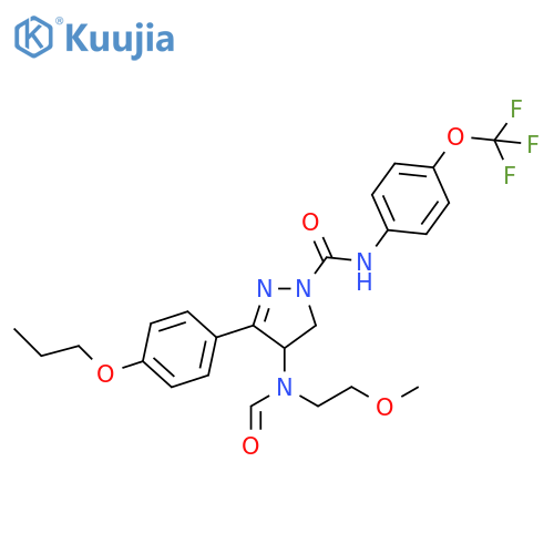1H-Pyrazole-1-carboxamide,4-[formyl(2-methoxyethyl)amino]-4,5-dihydro-3-(4-propoxyphenyl)-N-[4-(trifluoromethoxy)phenyl]- structure