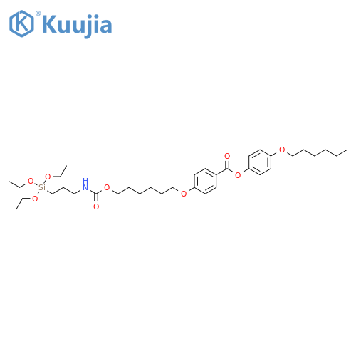Benzoic acid, 4-[(13,13-diethoxy-8-oxo-7,14-dioxa-9-aza-13-silahexadec-1-yl)oxy]-, 4-(hexyloxy)phenyl ester structure