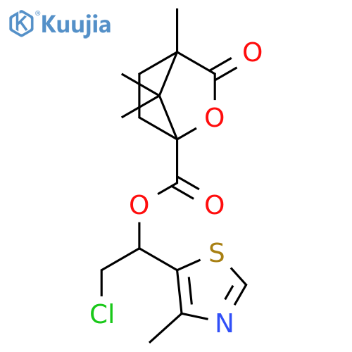 2-Oxabicyclo[2.2.1]heptane-1-carboxylic acid, 4,7,7-trimethyl-3-oxo-,2-chloro-1-(4-methyl-5-thiazolyl)ethyl ester structure