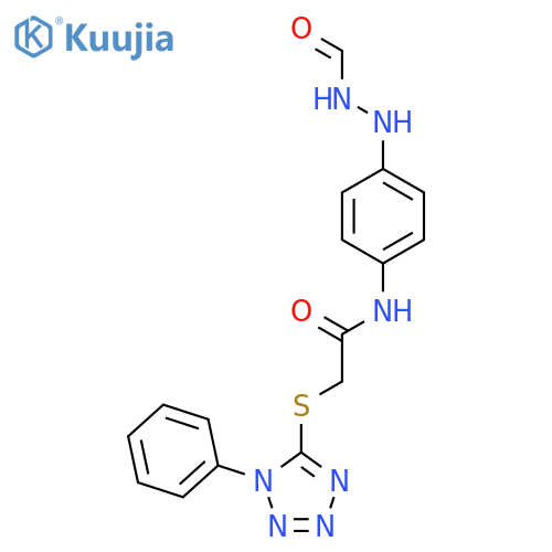 Acetamide,N-[4-(2-formylhydrazino)phenyl]-2-[(1-phenyl-1H-tetrazol-5-yl)thio]- structure