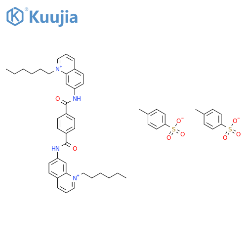 7,7'-[benzene-1,4-diylbis(carbonylimino)]bis(1-hexylquinolinium) bis(4-methylbenzenesulfonate) structure