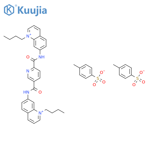 7,7'-[pyridine-2,5-diylbis(carbonylimino)]bis(1-butylquinolinium) bis(4-methylbenzenesulfonate) structure