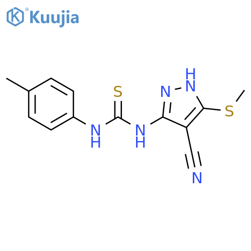 Thiourea,N-[4-cyano-5-(methylthio)-1H-pyrazol-3-yl]-N'-(4-methylphenyl)- structure