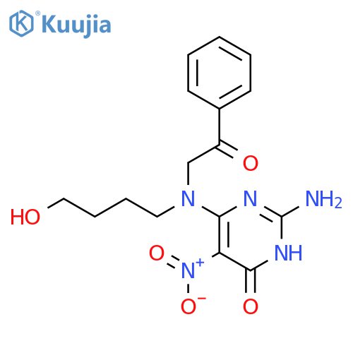 4(1H)-Pyrimidinone,2-amino-6-[(4-hydroxybutyl)(2-oxo-2-phenylethyl)amino]-5-nitro- structure