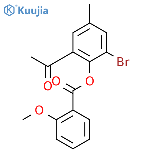 Benzoic acid, methoxy-, 2-acetyl-6-bromo-4-methylphenyl ester structure