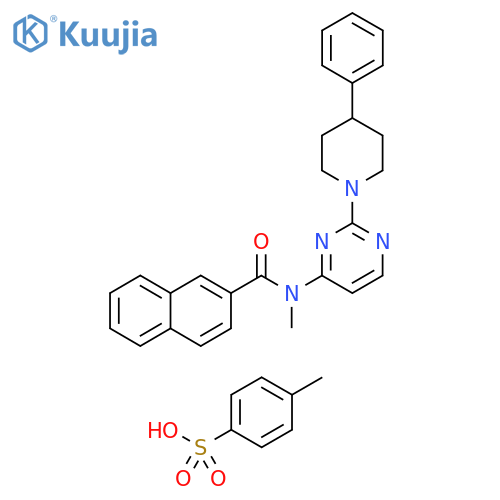 2-Naphthalenecarboxamide, N-methyl-N-[2-(4-phenyl-1-piperidinyl)-4-pyrimidinyl]-, 4-methylbenzenesulfonate (1:1) structure