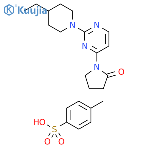2-Pyrrolidinone, 1-[2-(4-ethyl-1-piperidinyl)-4-pyrimidinyl]-, 4-methylbenzenesulfonate (1:1) structure